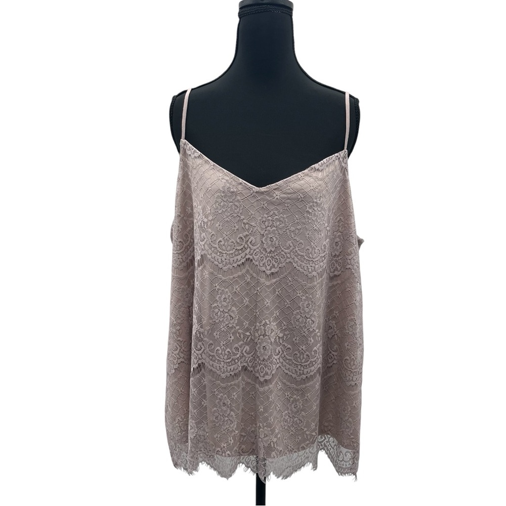 Lace Spaghetti Strap Top - Tan